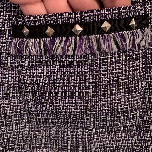 Tahari Purple White/Black Tweed Blazer with Modern Zipper Size 10 P - Picture 7 of 12